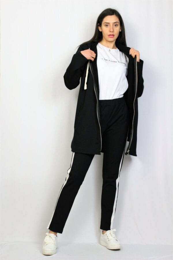Жилетка - суитшърт с цип черна - Image 3