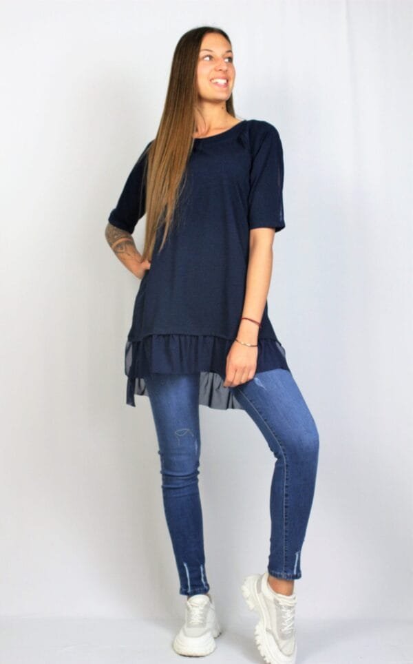 Туника с тюл тъмносиня - Image 4