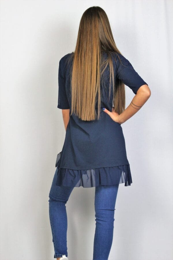 Туника с тюл тъмносиня - Image 6