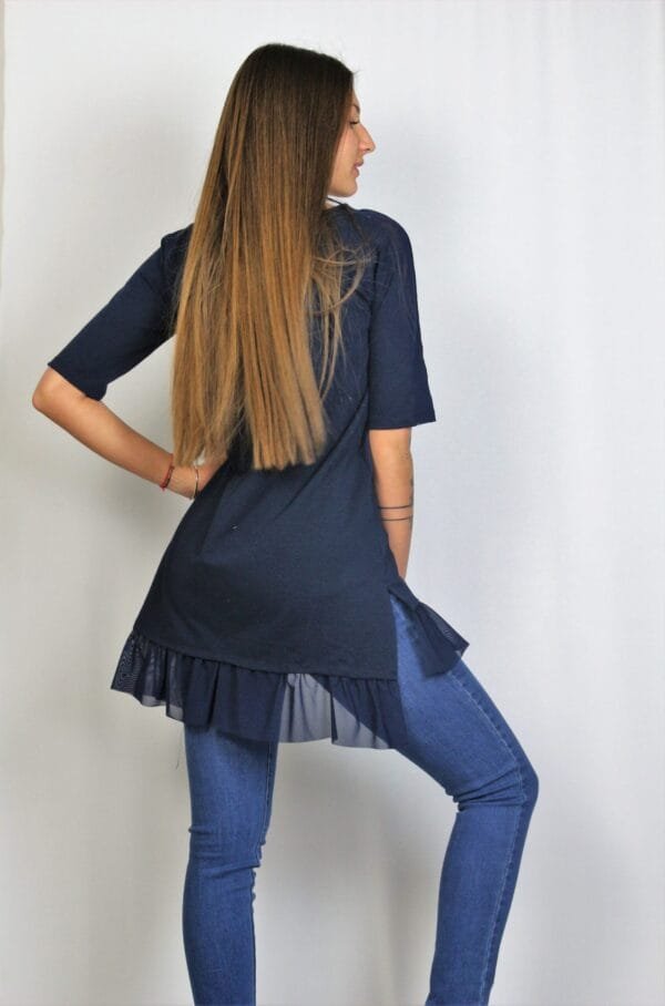 Туника с тюл тъмносиня - Image 7