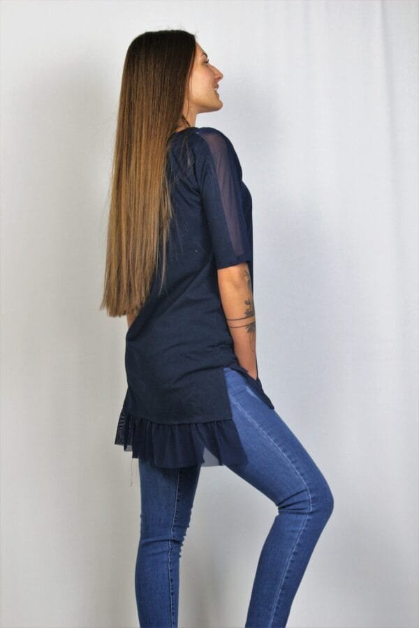 Туника с тюл тъмносиня - Image 2