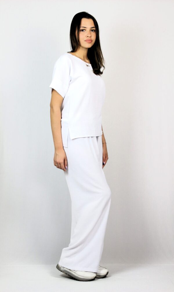 Блуза с паднал ръкав бяла - Image 4