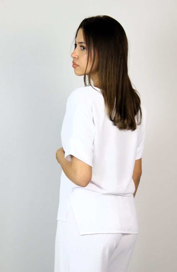 Блуза с паднал ръкав бяла - Image 6