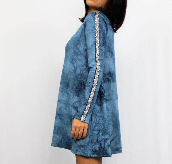 Туника - Рокля с кант паети синя - Image 7