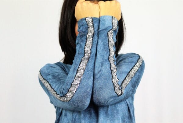 Туника - Рокля с кант паети синя - Image 5