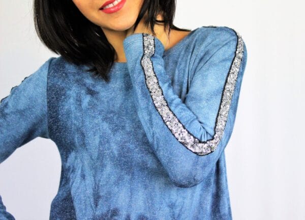 Туника - Рокля с кант паети синя - Image 6