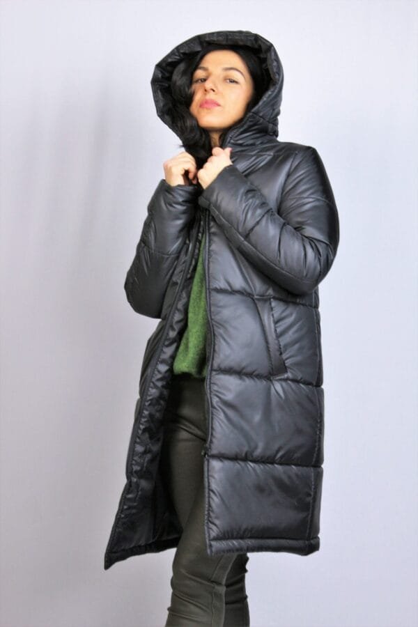 Дълго ватирано яке черно - Image 5