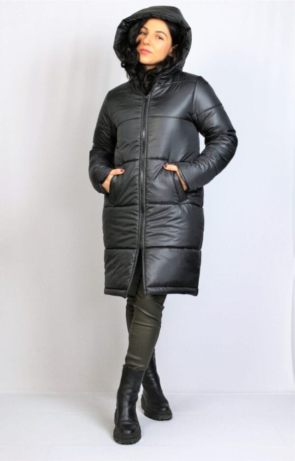 Дълго ватирано яке черно - Image 4