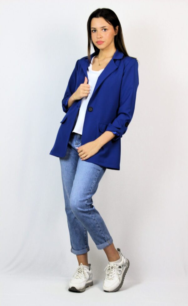 Блейзер с навити ръкави син - Image 7