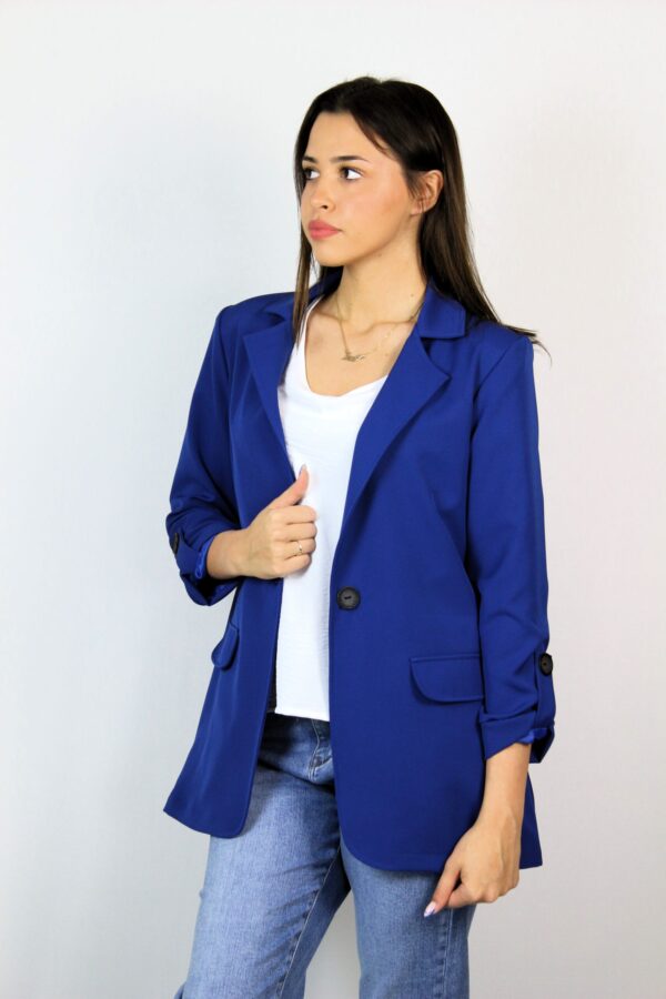 Блейзер с навити ръкави син - Image 4