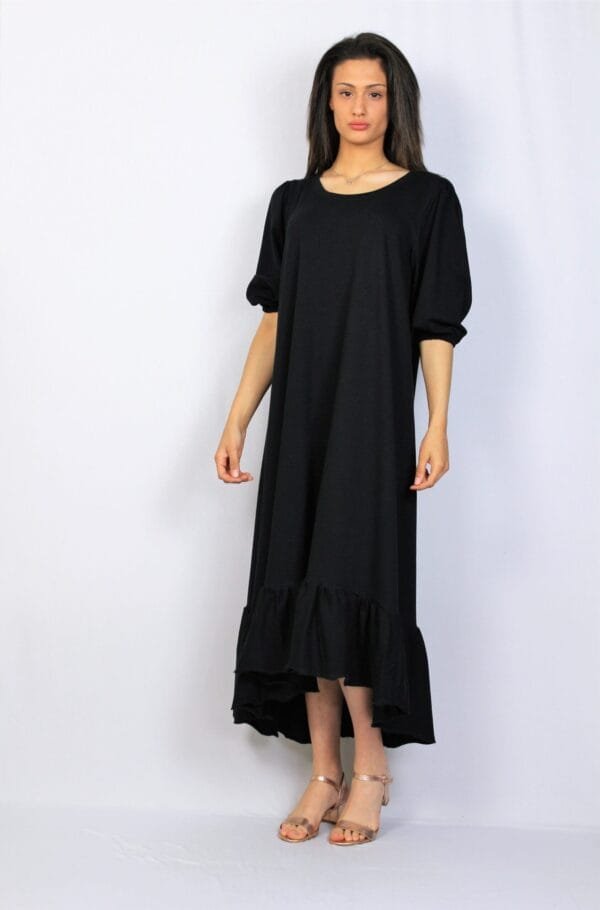 Рокля памук с къдра черна - Image 6
