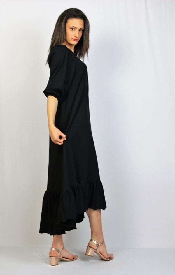 Рокля памук с къдра черна - Image 10