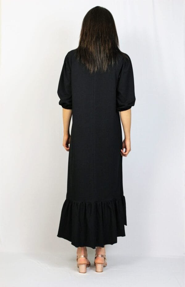 Рокля памук с къдра черна - Image 5