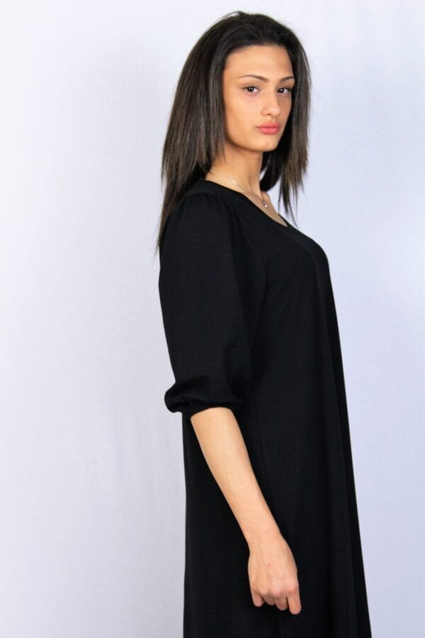 Рокля памук с къдра черна - Image 7