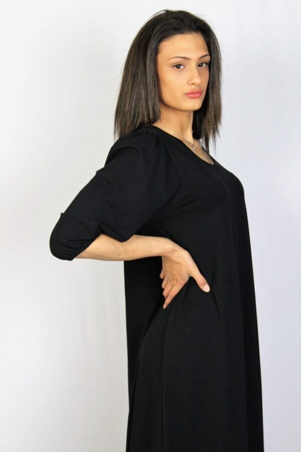 Рокля памук с къдра черна - Image 8