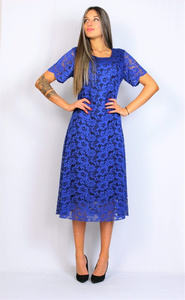 Дантелена рокля кралско синя - Image 10