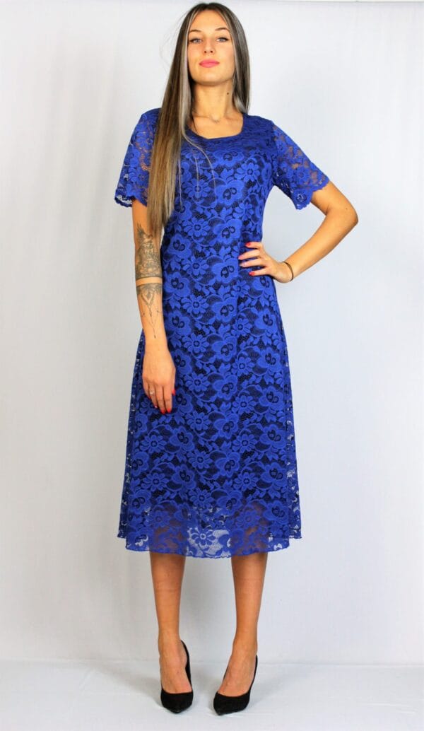 Дантелена рокля кралско синя - Image 3