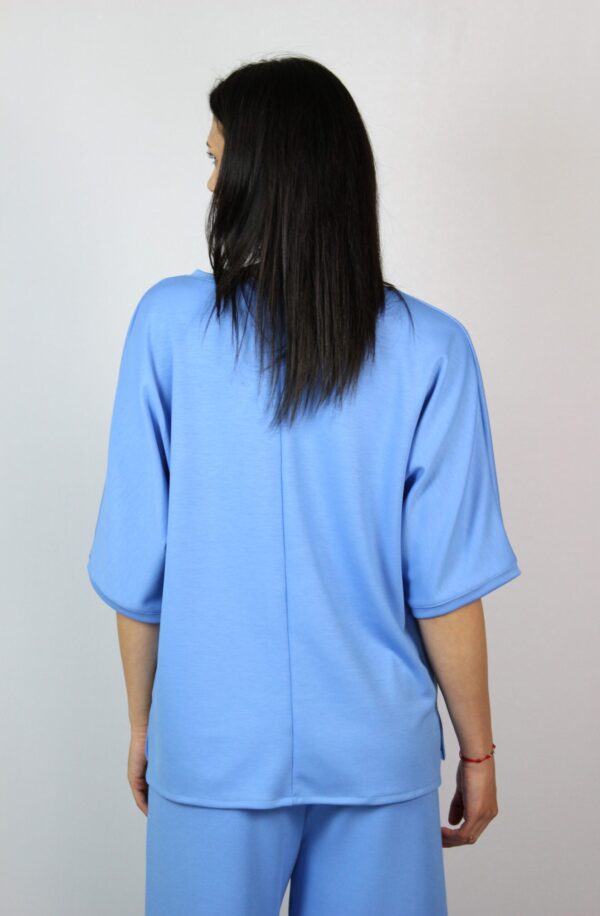 Блуза с паднал ръкав синя - Image 6