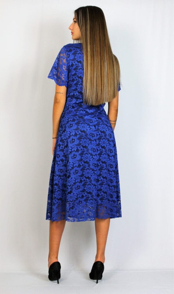 Дантелена рокля кралско синя - Image 7