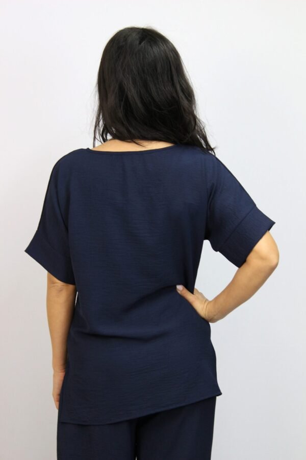 Блуза с паднал ръкав тъмносиня - Image 6