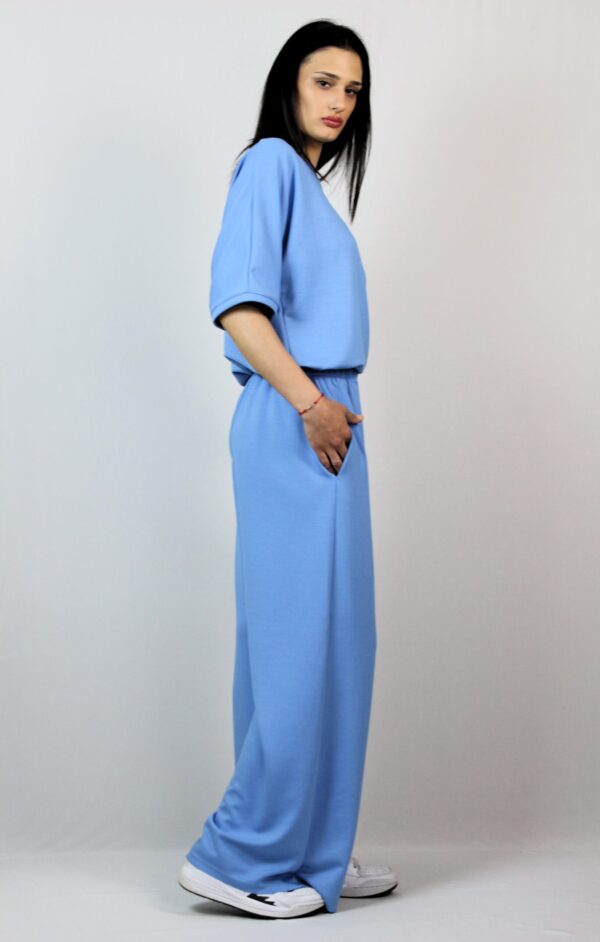 Блуза с паднал ръкав синя - Image 3