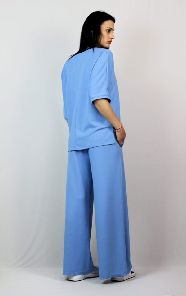 Блуза с паднал ръкав синя - Image 4