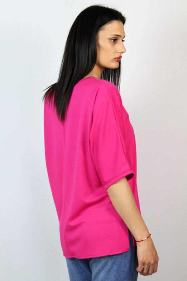 Блуза с паднал ръкав циклама - Image 4