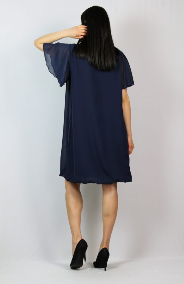 Рокля балон шифон тъмносиня - Image 4