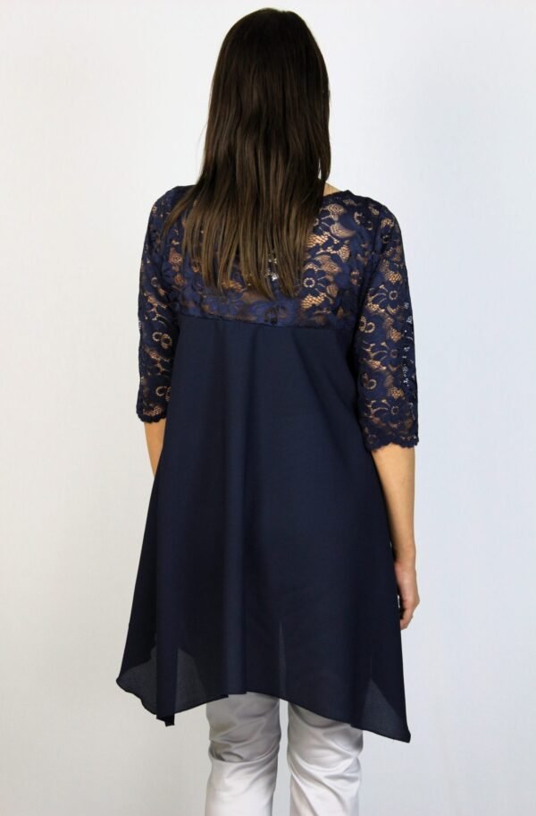 Асиметрична разкроена туника тъмносиня - Image 7