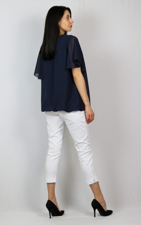 Блуза балон шифон тъмносиня - Image 4