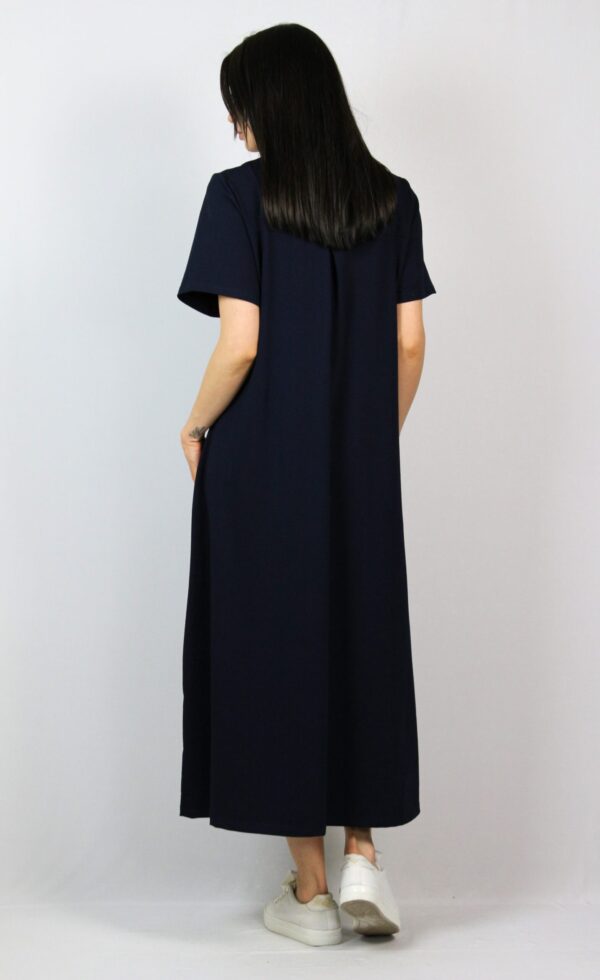 Свободна памучна рокля с плохи тъмносиня - Image 6
