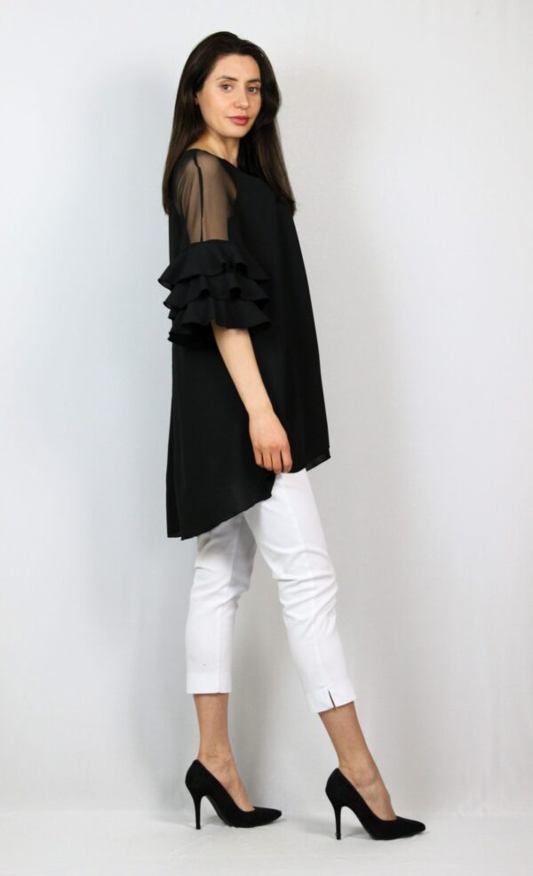 Туника с къдри на ръкавите черна - Image 8