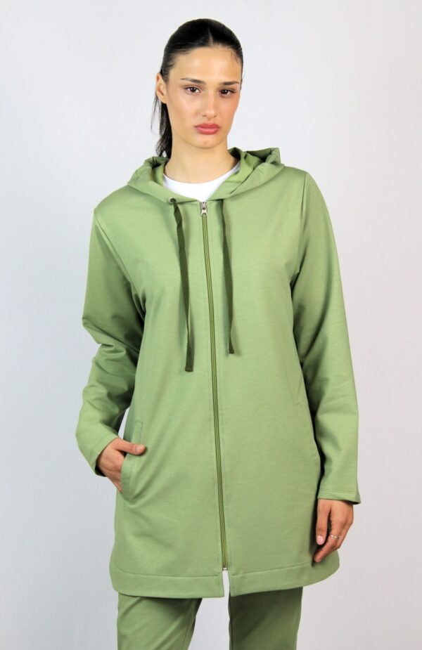 Жилетка - суитшърт с цип зелена - Image 8