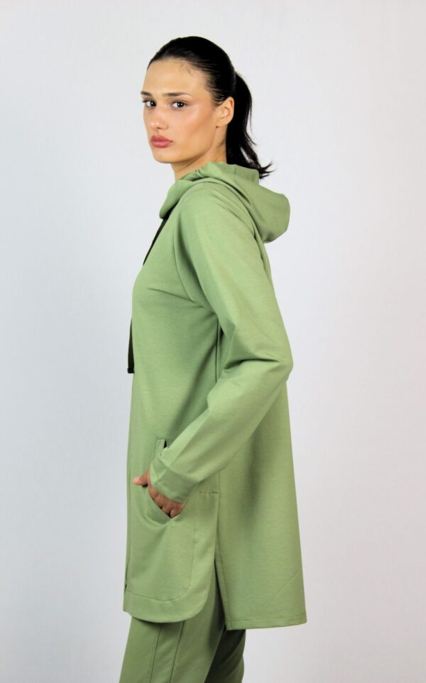 Жилетка - суитшърт с цип зелена - Image 3