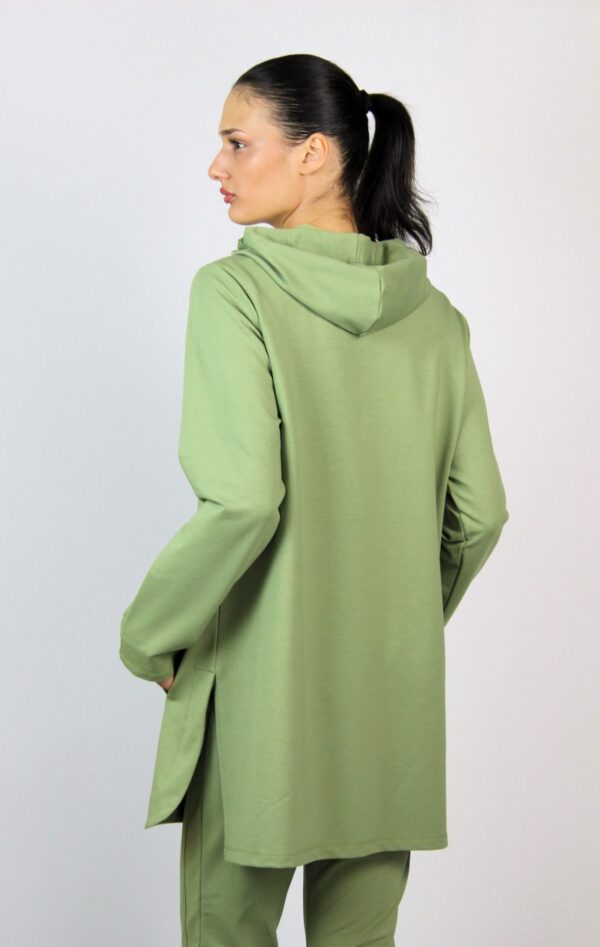 Жилетка - суитшърт с цип зелена - Image 4