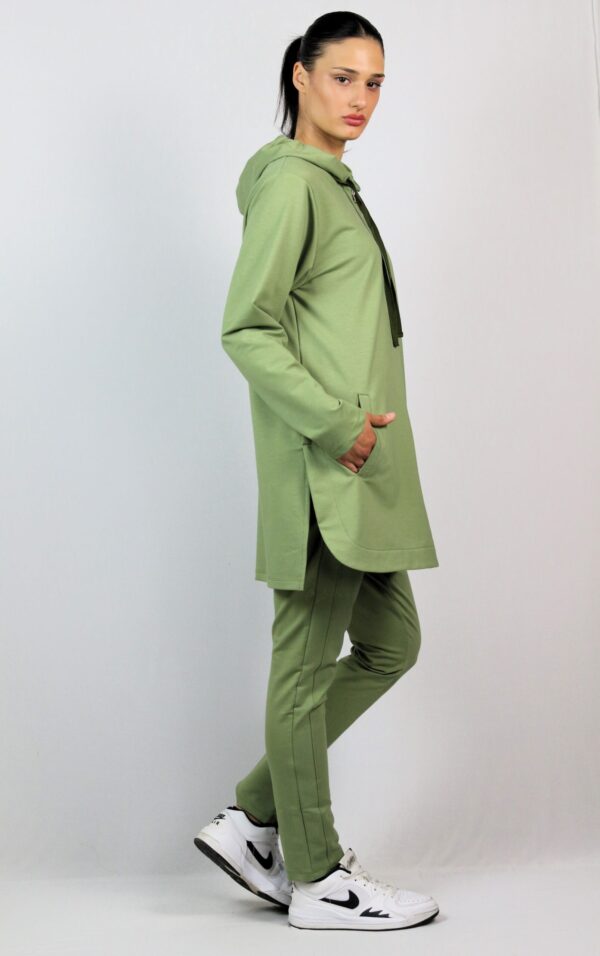 Жилетка - суитшърт с цип зелена - Image 5