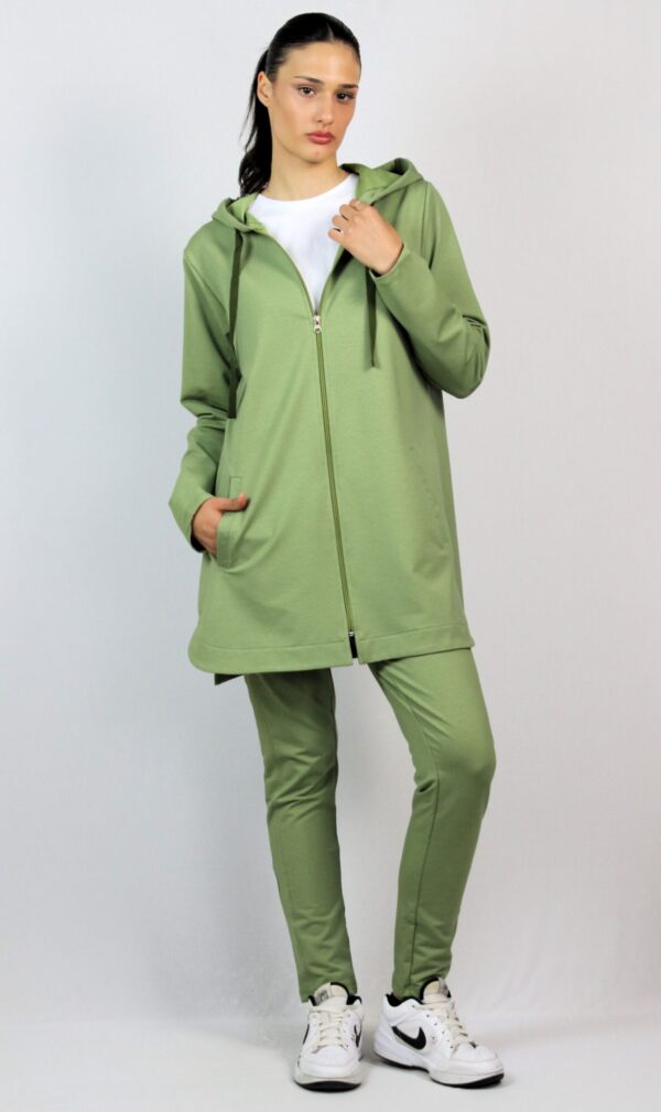 Жилетка - суитшърт с цип зелена - Image 6