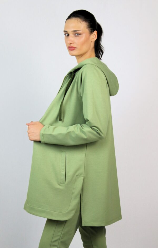 Жилетка - суитшърт с цип зелена - Image 7
