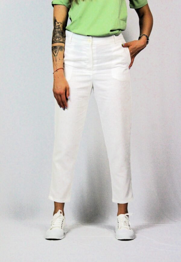 Панталон лен бял 02 - Image 5