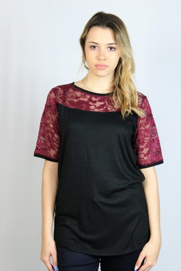 Блуза с дантела бордо - Image 3