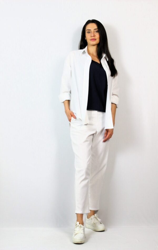 Панталон лен бял 02 - Image 6