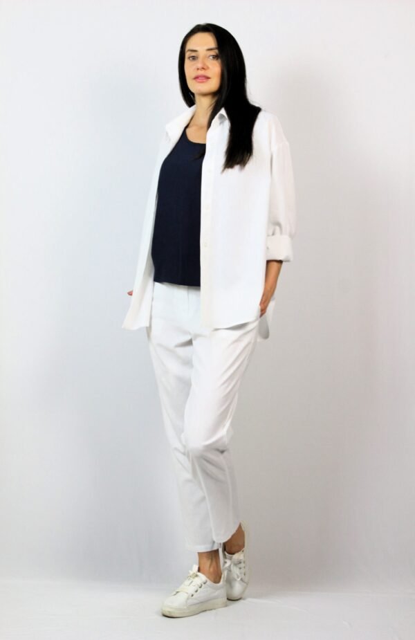 Панталон лен бял 02 - Image 5