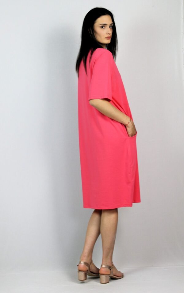 Рокля памук с чупки корал - Image 5