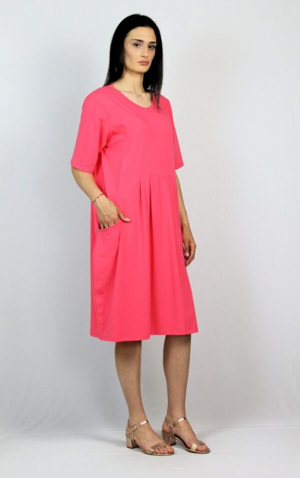 Рокля памук с чупки корал - Image 4