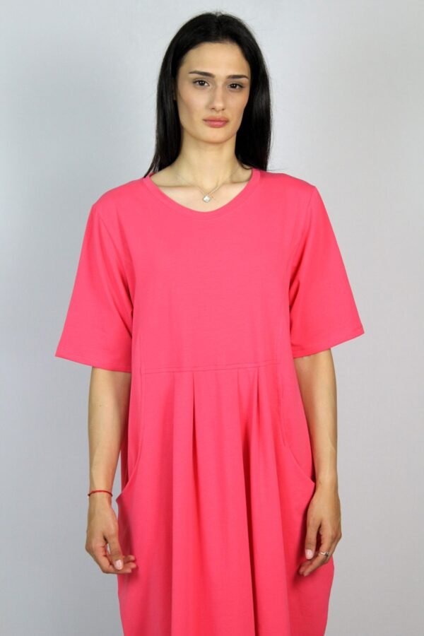 Рокля памук с чупки корал - Image 3