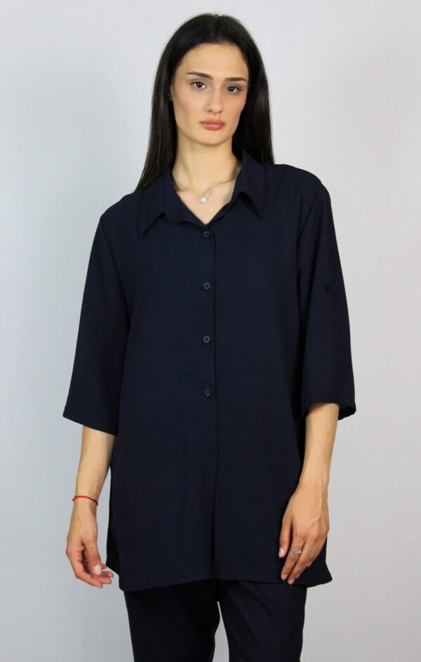 Свободна риза тъмно синя - Image 5