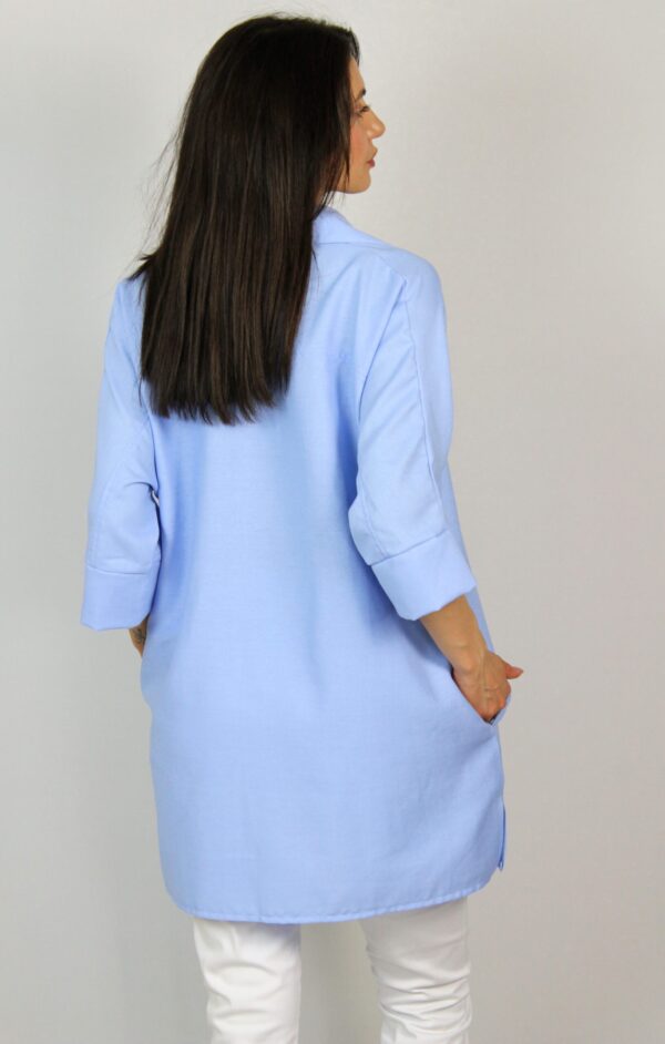 Дълга риза лен светлосиня - Image 3