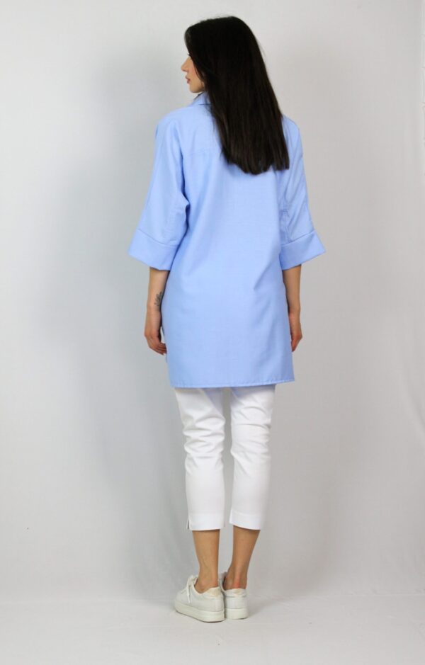 Дълга риза лен светлосиня - Image 6