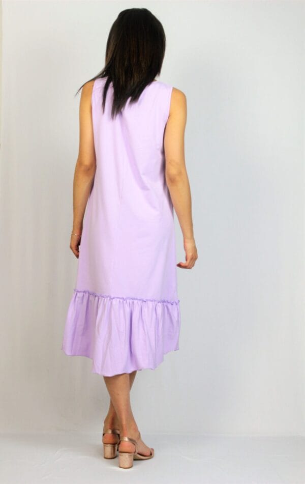 Асиметрична памучна рокля лилава - Image 3