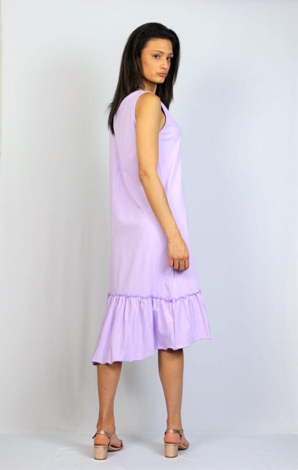Асиметрична памучна рокля лилава - Image 7